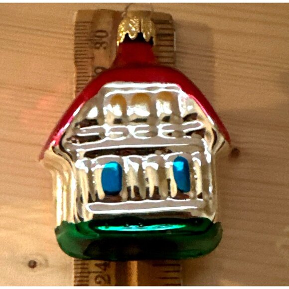 Vintage Kurt Adler Glass Christmas Ornaments 2 piece House Bulb Columbia - Picture 2 of 4